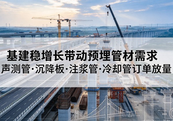 牡丹江基建稳增长带动预埋监测管材需求，声测管、沉降板、注浆管订单持续放量